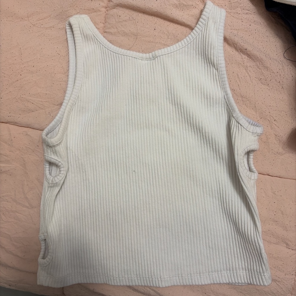Zara Cream Ribbed Tank Top